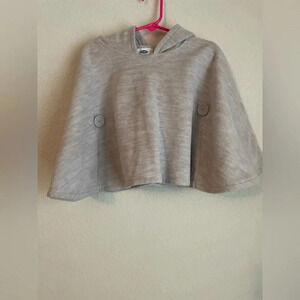 Old Navy toddler girls fleece poncho with hoodie gray with buttons size 4T
